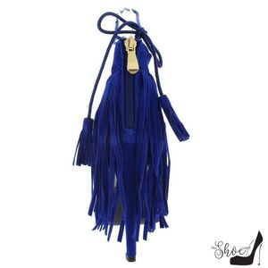 The Shoe Loft Shoes - Bliss Royal Blue Fringe Lace Up Heels The Shoe Loft Shoes - Bliss Royal Blue Fringe Lace Up Heels